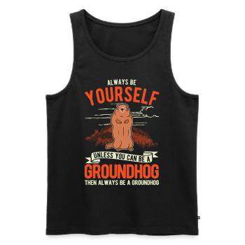 Murmeltier Groundhog Waldmurmeltier - Männer Premium Bio Tank Top - Schwarz - Vorne - AI Model Male 178 light (178cm)