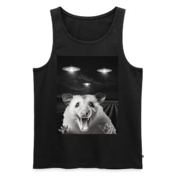 Funny possum selfie in front of UFOs Opossum UFO - Men's Premium Organic Tank Top - black - Front - AI Model Male 178 light (178cm)
