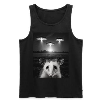 Funny possum selfie in front of UFOs Opossum UFO - Men's Premium Organic Tank Top - black - Front - AI Model Male 178 light (178cm)