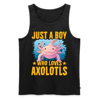 Nur ein Junge, der Axolotl liebt - Männer Premium Bio Tank Top - Schwarz - Vorne - Michal (187cm)