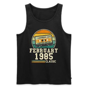 39. Geburtstag FEBRUAR Jahrgang 1985 Geschenkidee - Männer Premium Bio Tank Top - Schwarz - Vorne - Michal (187cm)
