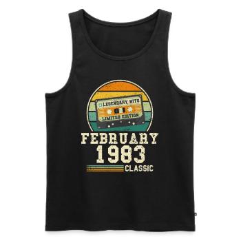 41st Birthday FEBRUARY Vintage 1983 Gift Idea - Men's Premium Organic Tank Top - black - Front - Michal (187cm)