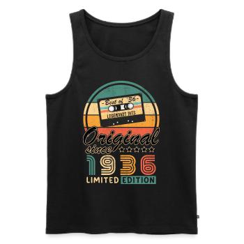 Vintage Geburtstagsfreude 1936 - Männer Premium Bio Tank Top - Schwarz - Vorne - Michal (187cm)