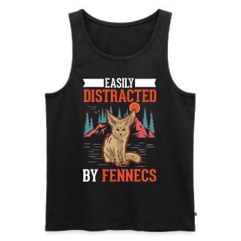 Easily distracted by Fennecs Fennek Wüstenfuchs - Männer Premium Bio Tank Top - Schwarz - Vorne - Michal (187cm)