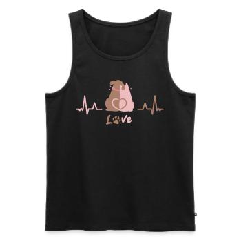 Cute Cat And Dog Hugging Heartbeat Pet Owner - Männer Premium Bio Tank Top - Schwarz - Vorne - Michal (187cm)