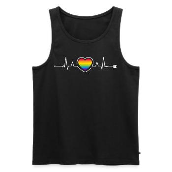 LGBT Heartbeat Rainbow Flag Gay Pride Heart Rate L - Männer Premium Bio Tank Top - Schwarz - Vorne - Michal (187cm)