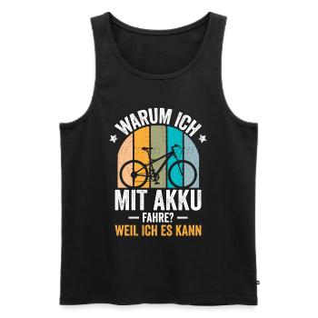 Fahrrad E-Bike Mountainbike - Männer Premium Bio Tank Top - Schwarz - Vorne - AI Model Male 178 light (178cm)