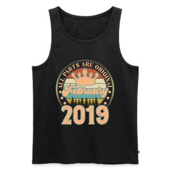February 2019. February 2019 Birthday Gift. - Men's Premium Organic Tank Top - black - Front - AI Model Male 178 light (178cm)