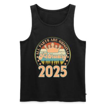 Februar 2025. Geburtstagsgeschenk Februar 2025. - Männer Premium Bio Tank Top - Schwarz - Vorne - Michal (187cm)