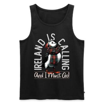 Ireland, Puffin, Ireland Is Calling - Men's Premium Organic Tank Top - black - Front - Michal (187cm)