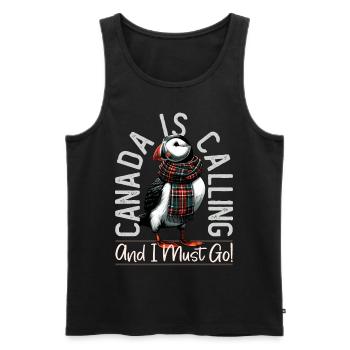 Canada, Puffins, Canada Is Calling - Men's Premium Organic Tank Top - black - Front - AI Model Male 178 light (178cm)