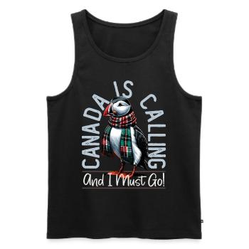 Canada, Puffins, Canada Is Calling - Men's Premium Organic Tank Top - black - Front - AI Model Male 178 light (178cm)