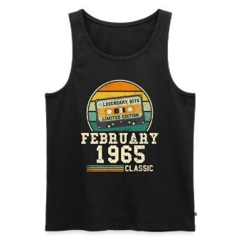59th Birthday FEBRUARY Vintage 1965 Gift Idea - Men's Premium Organic Tank Top - black - Front - AI Model Male 178 light (178cm)