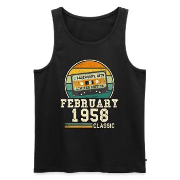 66. Geburtstag FEBRUAR Jahrgang 1958 Geschenkidee - Männer Premium Bio Tank Top - Schwarz - Vorne - Michal (187cm)