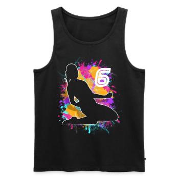 Football Femme Football 6ème Anniversaire - Débardeur bio Premium Homme - noir - Devant - Michal (187cm)