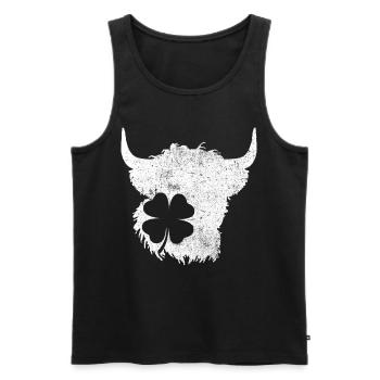 Shamrock Highland Cow - Men's Premium Organic Tank Top - black - Front - Michal (187cm)