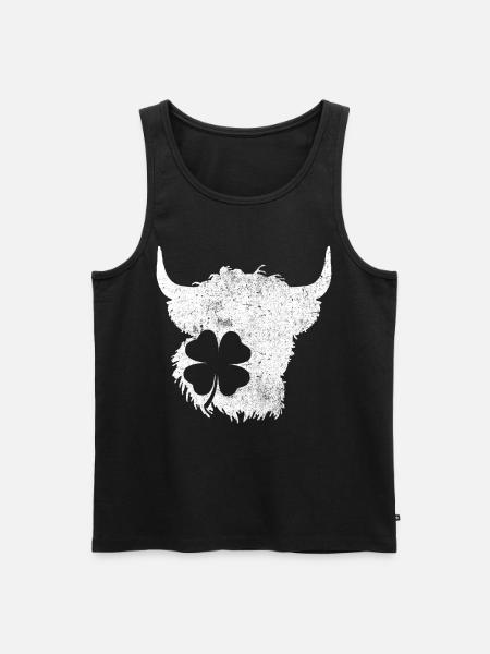 Shamrock Highland Cow - Men's Premium Organic Tank Top - black