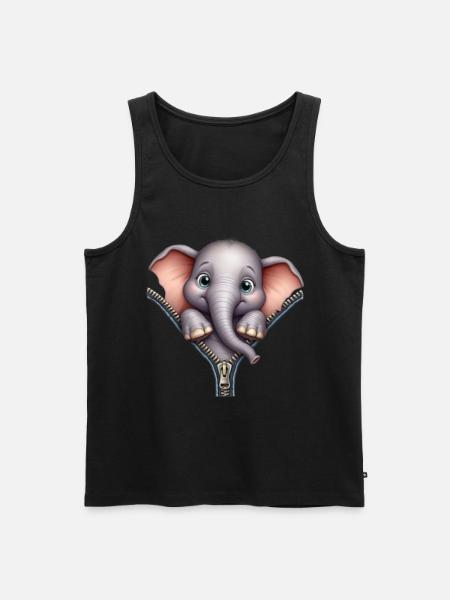 Elephant with zipper - Men's Premium Organic Tank Top - black