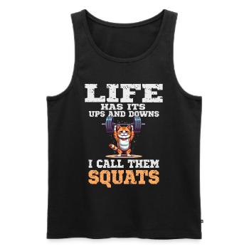 Lustige Katze Squat Gym Workout Fitness für - Männer Premium Bio Tank Top - Schwarz - Vorne - Michal (187cm)
