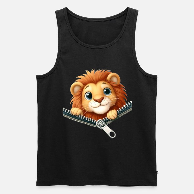 Lion avec fermeture éclair - Débardeur bio Premium Homme - noir