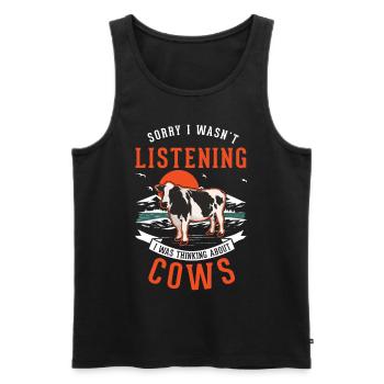 Vache Éleveur de bovins Vaches fermières - Débardeur bio Premium Homme - noir - Devant - AI Model Male 178 light (178cm)