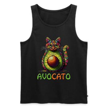AVOCATO EINE LUSTIGE BUNTE FUSION AUS KATZE UND AVOCADO - Männer Premium Bio Tank Top - Schwarz - Vorne - AI Model Male 178 light (178cm)