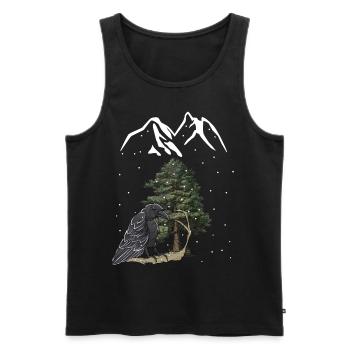 mountains, mountains, mountains, winter, snow, raven, crow, bird - Men's Premium Organic Tank Top - black - Front - Michal (187cm)