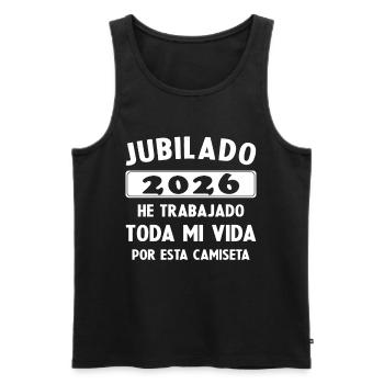 Retraité en 2026 / Retraité 2026 Cadeau d’humour - Débardeur bio Premium Homme - noir - Devant - AI Model Male 178 light (178cm)