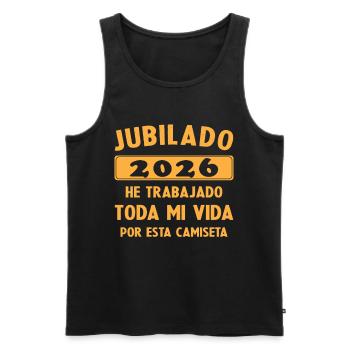 Retraité en 2026 / Retraité 2026 Cadeau d’humour - Débardeur bio Premium Homme - noir - Devant - AI Model Male 178 light (178cm)