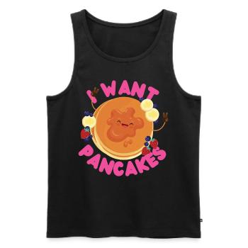 Amoureux des crêpes Les enfants je veux des crêpes - Débardeur bio Premium Homme - noir - Devant - Michal (187cm)