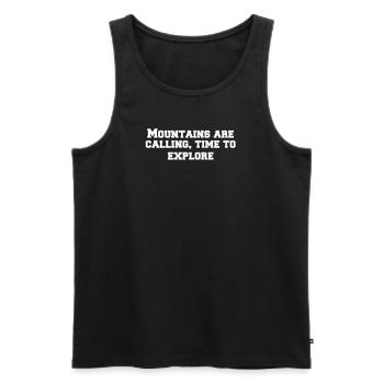 Wandern - Mountains are calling, time to explore - Männer Premium Bio Tank Top - Schwarz - Vorne - AI Model Male 178 light (178cm)
