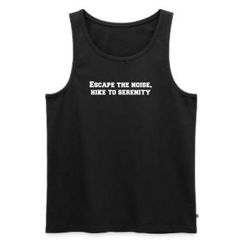 Wandern - Escape the noise, hike to serenity - Männer Premium Bio Tank Top - Schwarz - Vorne - AI Model Male 178 light (178cm)
