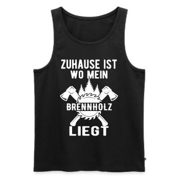 Zuhause ist wo mein Brennholz liegt - Männer Premium Bio Tank Top - Schwarz - Vorne - Michal (187cm)