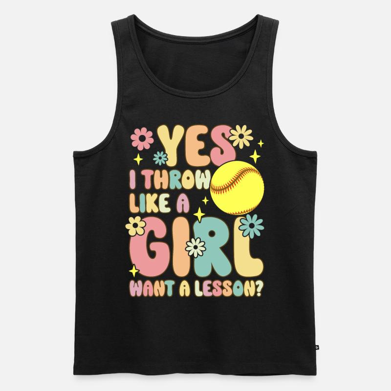Softball Mädchen - Männer Premium Bio Tank Top - Schwarz