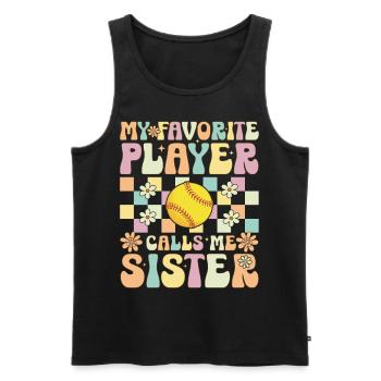 Softball Sister - Men's Premium Organic Tank Top - black - Front - Michal (187cm)