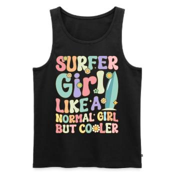 Surfing Girl Female Surfer - Men's Premium Organic Tank Top - black - Front - AI Model Male 178 light (178cm)