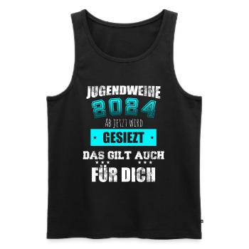 Jugendweihe 2024 - Ab jetzt wird gesiezt - Männer Premium Bio Tank Top - Schwarz - Vorne - Michal (187cm)