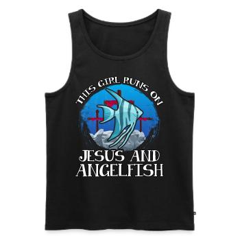 This Girl runs on Jesus and Angelfish - Men's Premium Organic Tank Top - black - Front - AI Model Male 178 light (178cm)