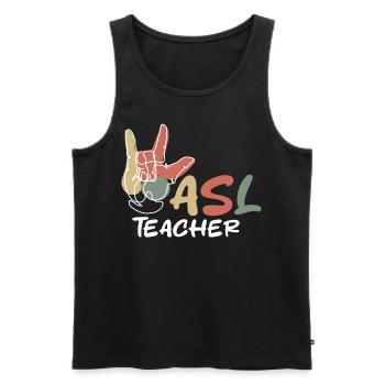 ASL Sign Language Teacher Retro Fingerspelling - Männer Premium Bio Tank Top - Schwarz - Vorne - Michal (187cm)