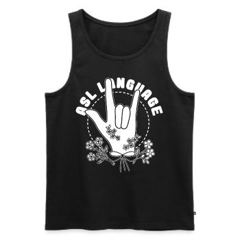 ASL I Love You Sign Language Floral Fingerspelling - Männer Premium Bio Tank Top - Schwarz - Vorne - Michal (187cm)