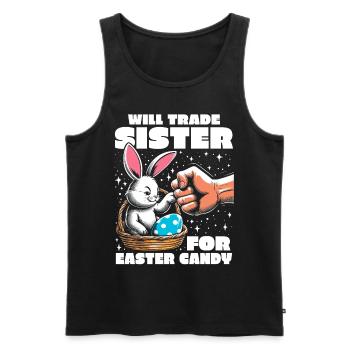 Will Trade Sister For Easter Candy - Men's Premium Organic Tank Top - black - Front - AI Model Male 178 light (178cm)