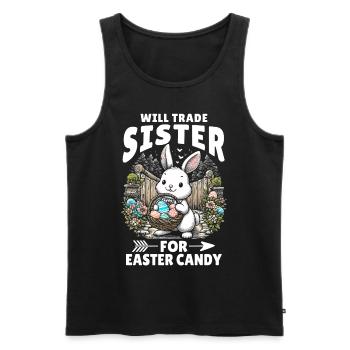 Will Trade Sister For Easter Candy - Men's Premium Organic Tank Top - black - Front - AI Model Male 178 light (178cm)
