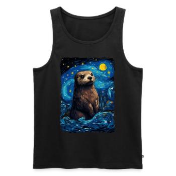 Loutre Nuit étoilée Sternennacht - Débardeur bio Premium Homme - noir - Devant - Michal (187cm)