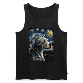Pitbull dog starry night - Men's Premium Organic Tank Top - black - Front - AI Model Male 178 light (178cm)