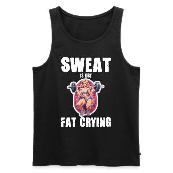 Lustige Katze Workout Sweat Is Just Fat Crying - Männer Premium Bio Tank Top - Schwarz - Vorne - Michal (187cm)