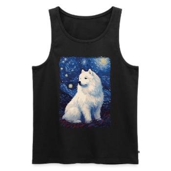 Samoyed Starry Night - Männer Premium Bio Tank Top - Schwarz - Vorne - AI Model Male 178 light (178cm)