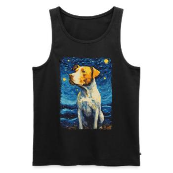 Pitbull Dog Starry Night - Men's Premium Organic Tank Top - black - Front - AI Model Male 178 light (178cm)