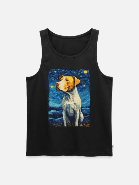 Pitbull Dog Starry Night - Men's Premium Organic Tank Top - black