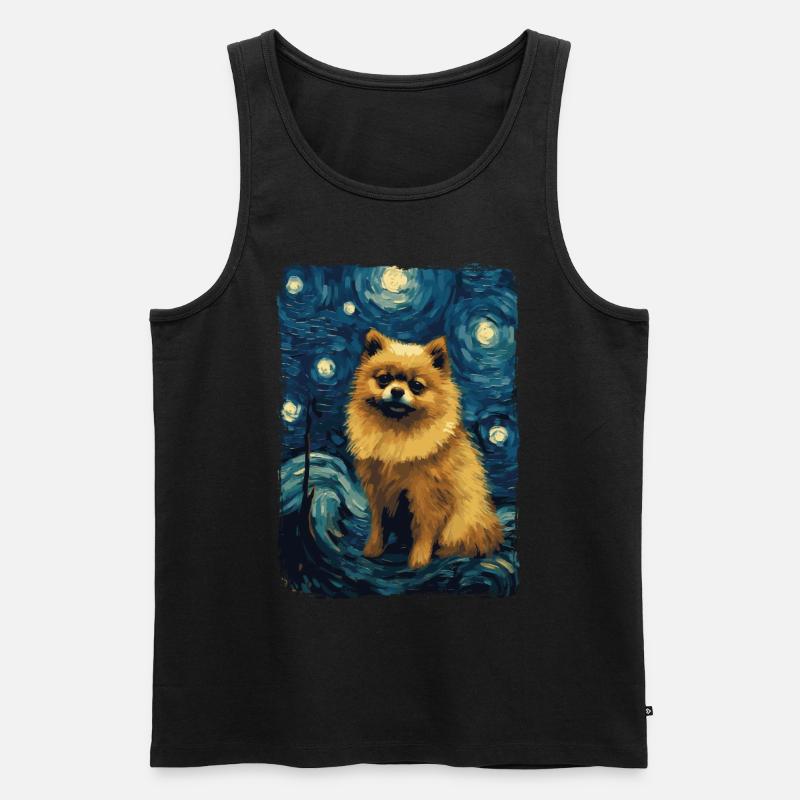 Zwergspitz Starry Night - Männer Premium Bio Tank Top - Schwarz
