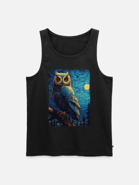 Eule Starry Night - Männer Premium Bio Tank Top - Schwarz